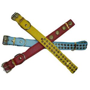 Leather Dog Collar With Flat Studs 2.5 X 55cm