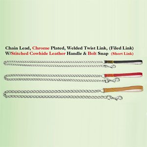 Chain Lead With Leather Handle 2.5mm X 48"